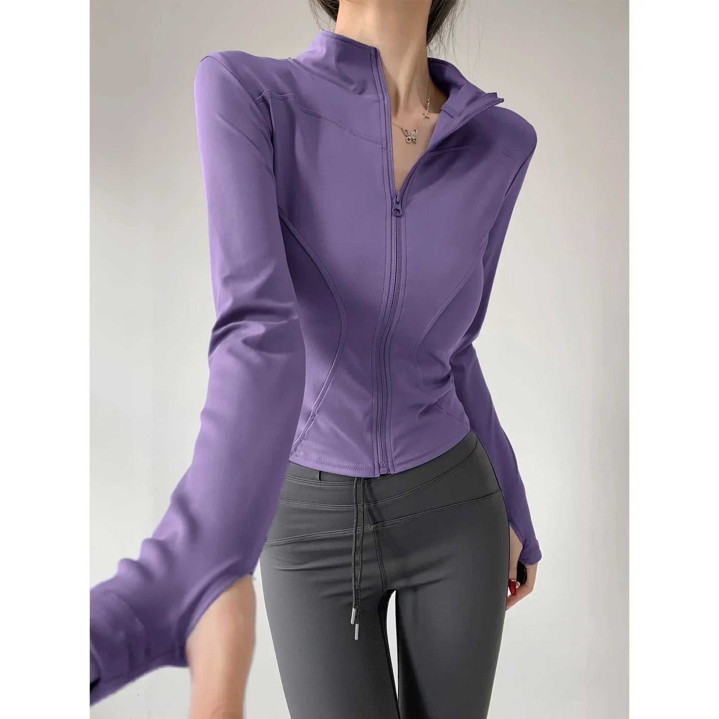 Sun Quick Drying Sports Coat Women's Tight Top Yoga Jacket Long Sleeve Zipper Jacket Running Fitness Women's Jacket S-3XL LadyShow.Store
