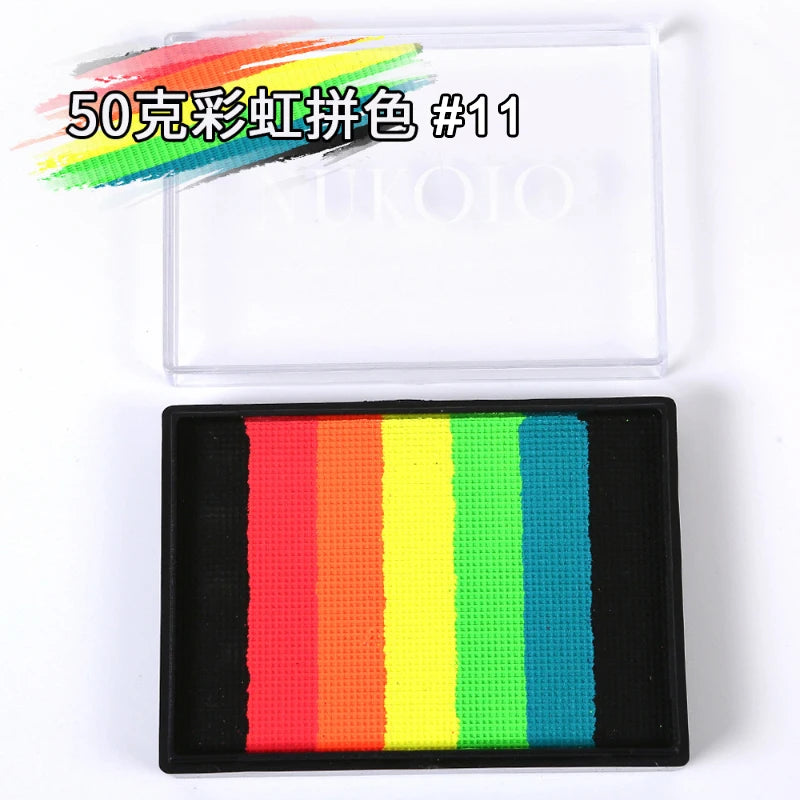 50g Facial and Body Paint Palette,Non-Toxic Rainbow Water-Soluble Body Paint for Rainbow Festival,Cosplay,Party,Art,Stage Makeup Pi-Mart