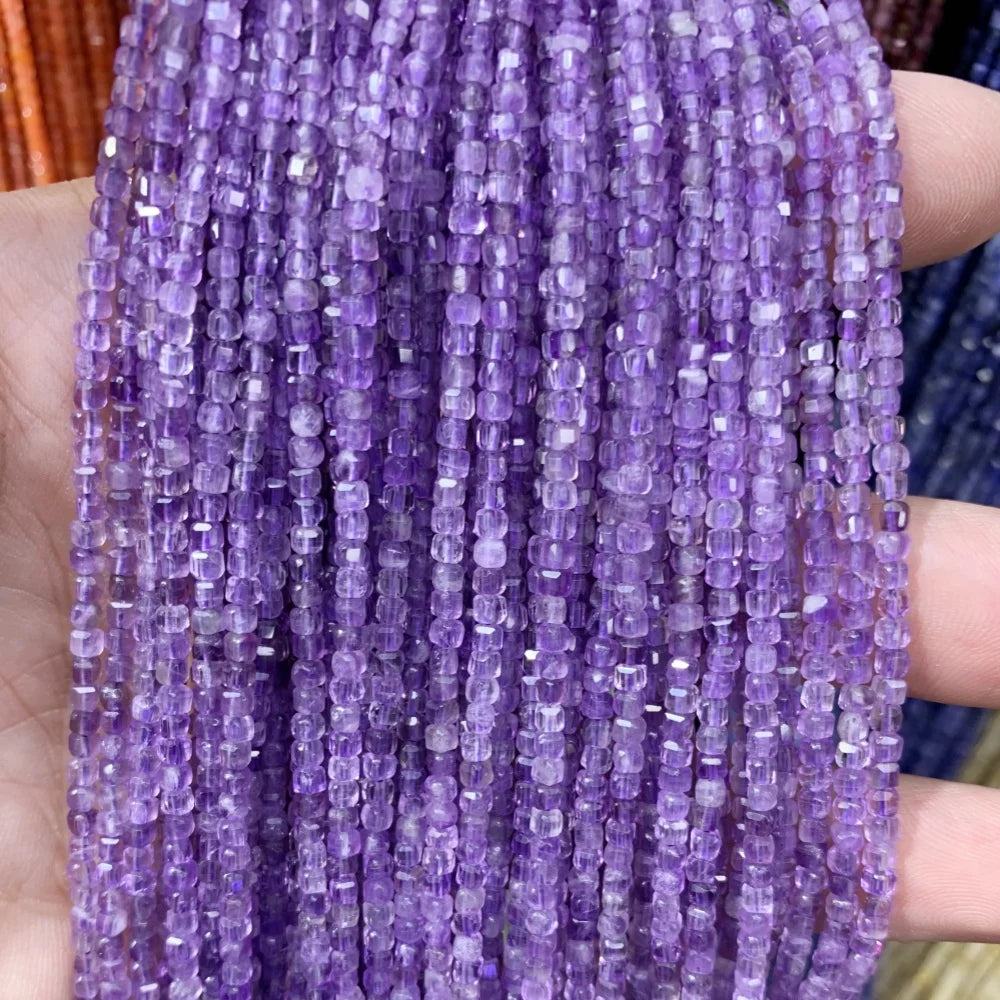 2x2mmNatural Colored Tourmaline Blue Tourmaline Faceted Cube Beads Square Stone Beads for JewelryDIY Making  Gemstone Loose Bea Pi-Mart