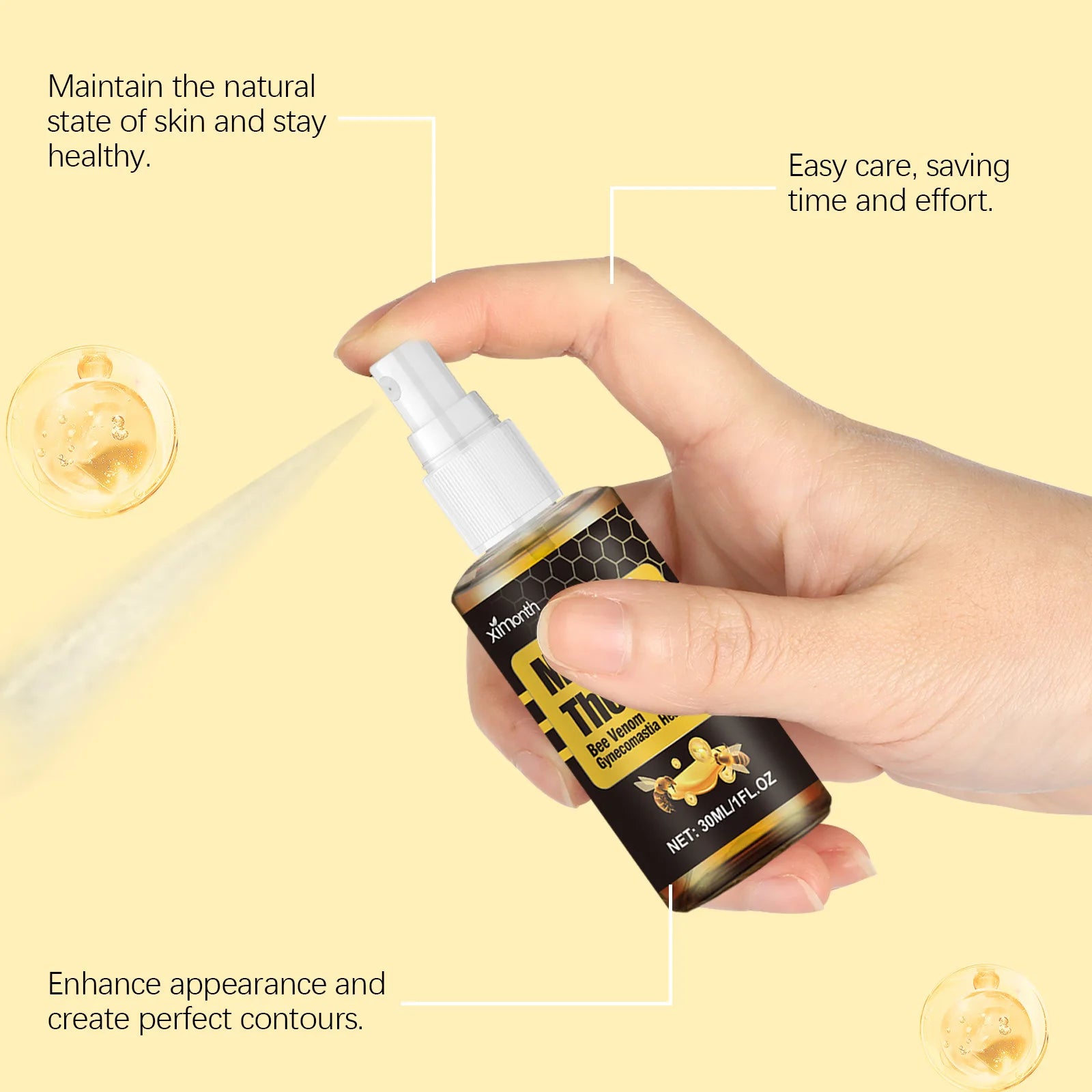 15ml Men's Bee Male Breast Warming Oil Chest Firming Massage Serum Chest Firming Oil Skin Care Pi-Mart