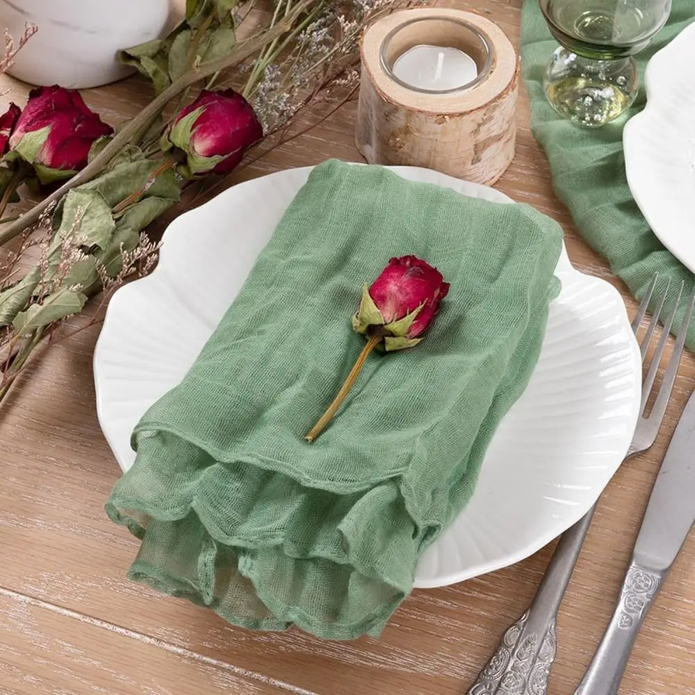 Party Supply Table Decoration Gauze Napkin Soft Thin Cotton Napkin Retro Reusable Placemats Hotel Pi-Mart