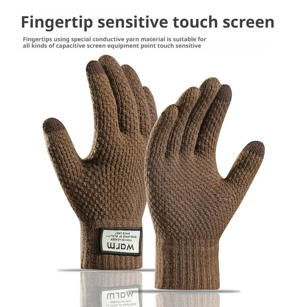Thermal Winter Gloves For Men Thickened Warm Fleece Lined Anti-Slip Touch Screen Thermal Windproof Cycling Gloves Pi-Mart