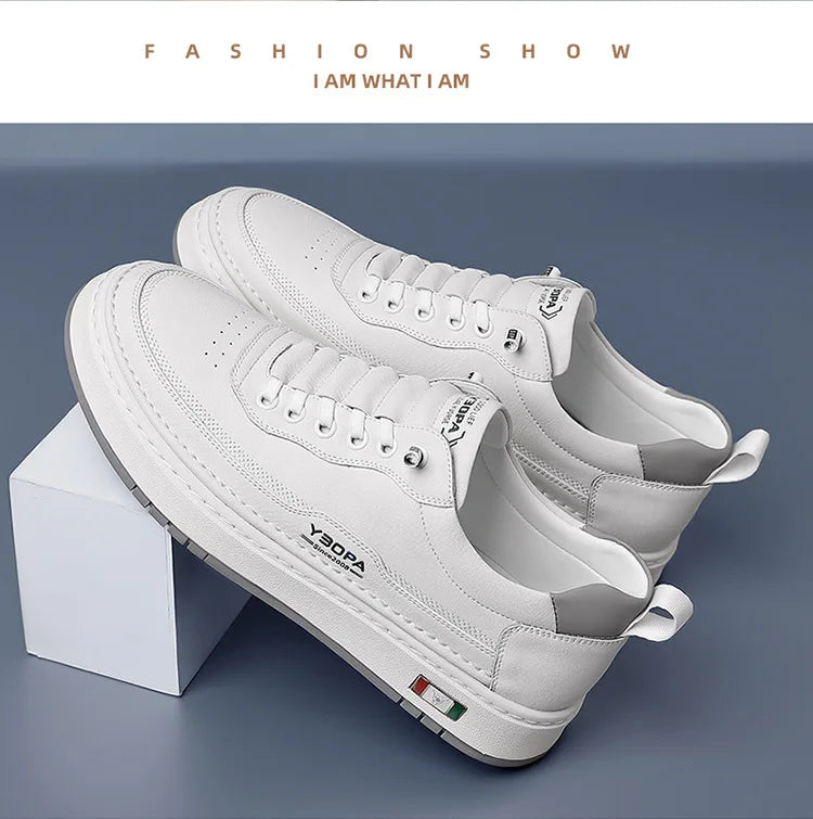 New Large Size 38-48 Leather Men's Sneakers Fashion Casual Men's Platform Sneakers Spring Autumn Designer Board Shoes Man Pi-Mart