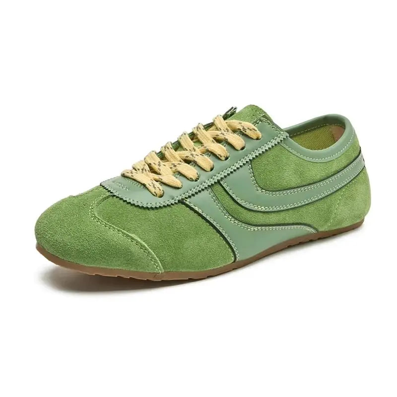 German Training Shoes Women 2026 New Genuine Leather Women Sneakers Flat Lace-up Retro Large Size Forrest Gump Shoes Women LadyShow.Store
