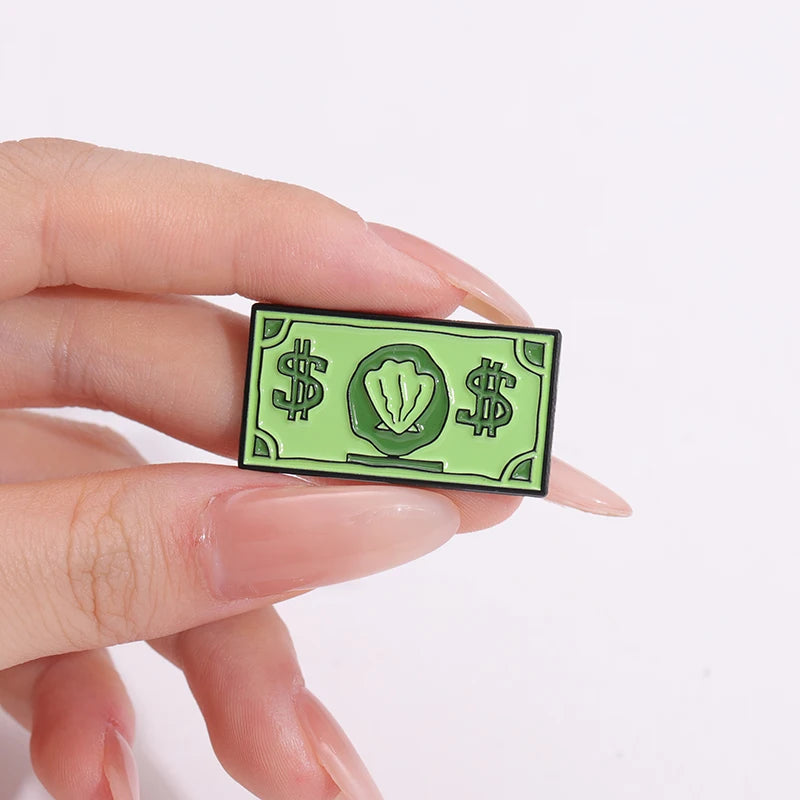 Green USD Symbol Enamel Pin Custom Wealth Money Cartoon Cute Anime Currency Brooches Lapel Badges Jewelry Kid Fans Gift Pi-Mart