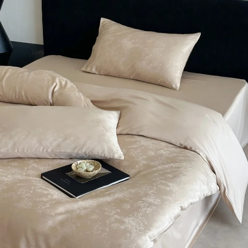 Long Staple Cotton Jacquard Bedding Set Single Double Queen King Size Duvet Cover Bedsheet Pillowcase Luxury Quilt Cover Set LadyShow.Store