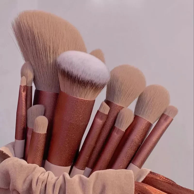 13 PCS Makeup Brushes Set Eye Shadow Foundation Women Cosmetic Brush Eyeshadow Blush Beauty Soft Make Up Tools Bag Tri Light Beauty