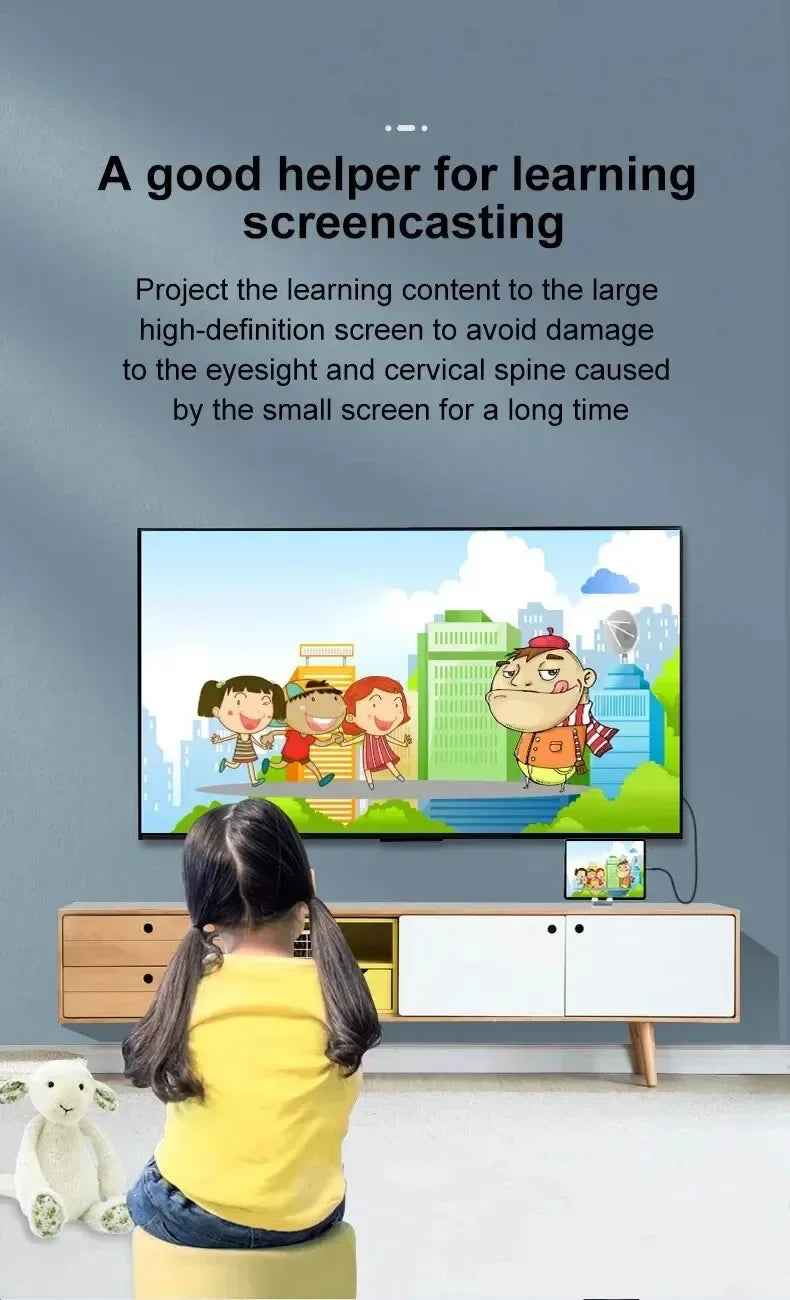 4K HD Video Conversion Cable Typec To Hdtv Same Screen Cable TV Computer 2 Meters Braided Screen Projection Cable Pi-Mart