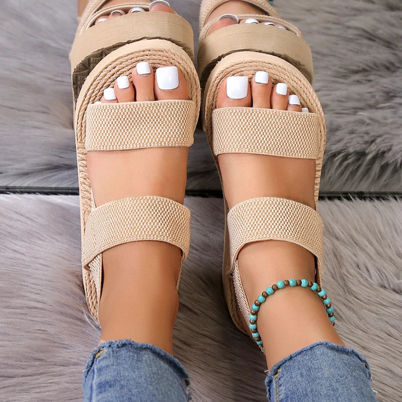Big Size Minimalist Slingback Wedge Sandals For Women Outdoor Summer Platform Shoes Light Weight Soft EVA Female Leisure Sandals Pi-Mart