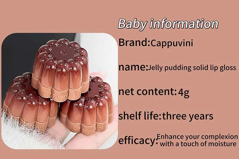 Jelly Solid Water Mirror Lip Gloss Shine Plumping Lip Balm Light Red Brown Natural Lasting Moisturizing Lip Tint Lipstick Makeup Pi-Mart