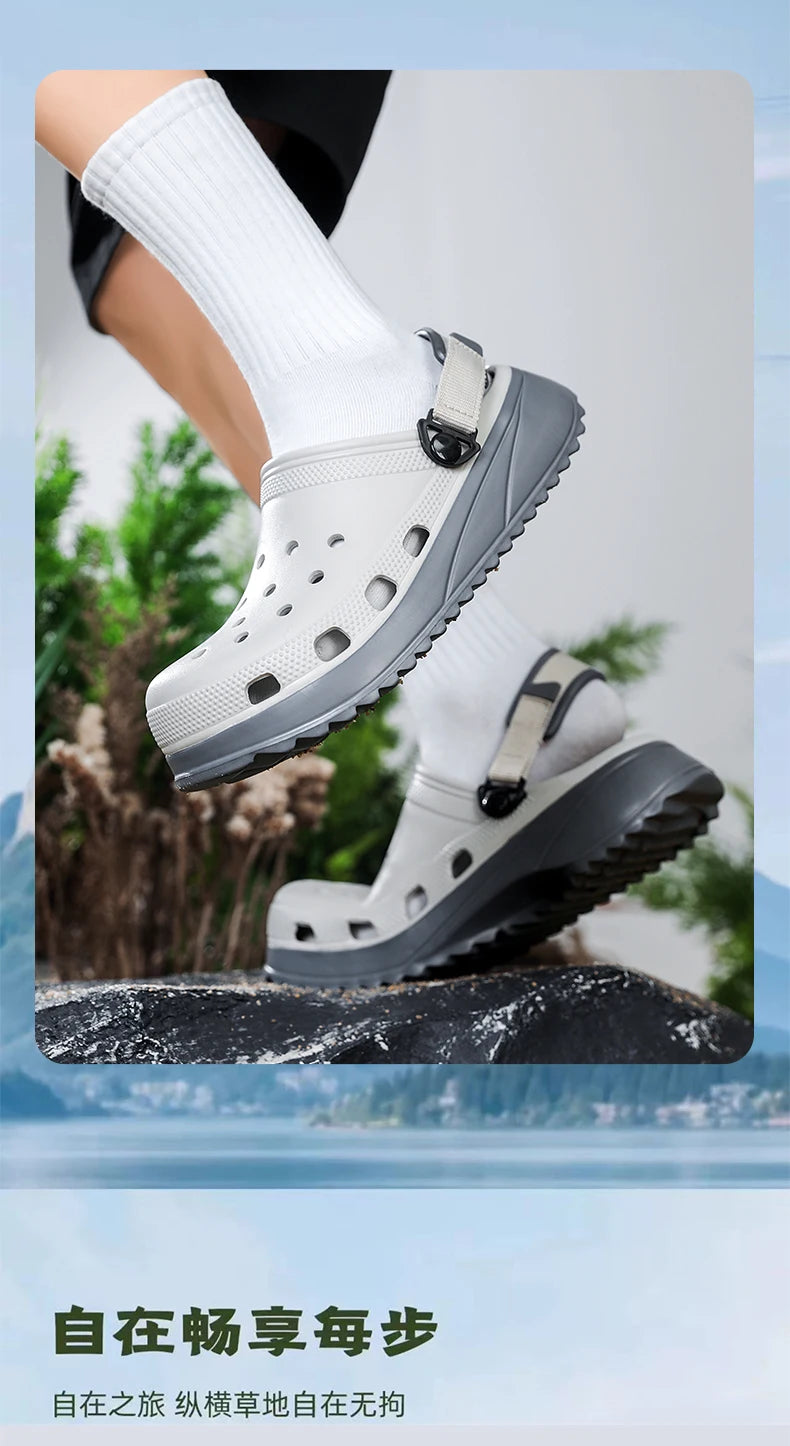 Casual Clogs Men 2026 New Trendy Summer Beach Sandals for Men Thick-bottom EVA Garden Shoes Closed-toe Fashion Slippers for Men Pi-Mart