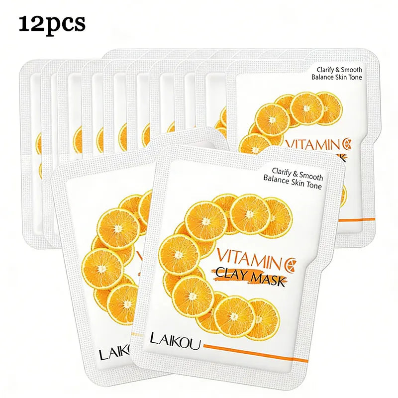 12pcs Sakura Mud Mask Brightening Hydrating Face Mask Luminous Skin Clean Facial Cleansing Clay Hydrating Anti Wrinkle Skincare Pi-Mart