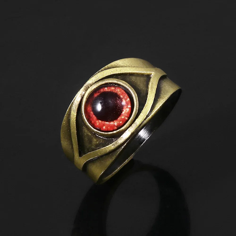Men's Minimalist Niche Hip Hop Punk Red Maroon Eyes Cosplay Ring Character Props Retro Creative Trend Ring Personalized Jewelry Pi-Mart