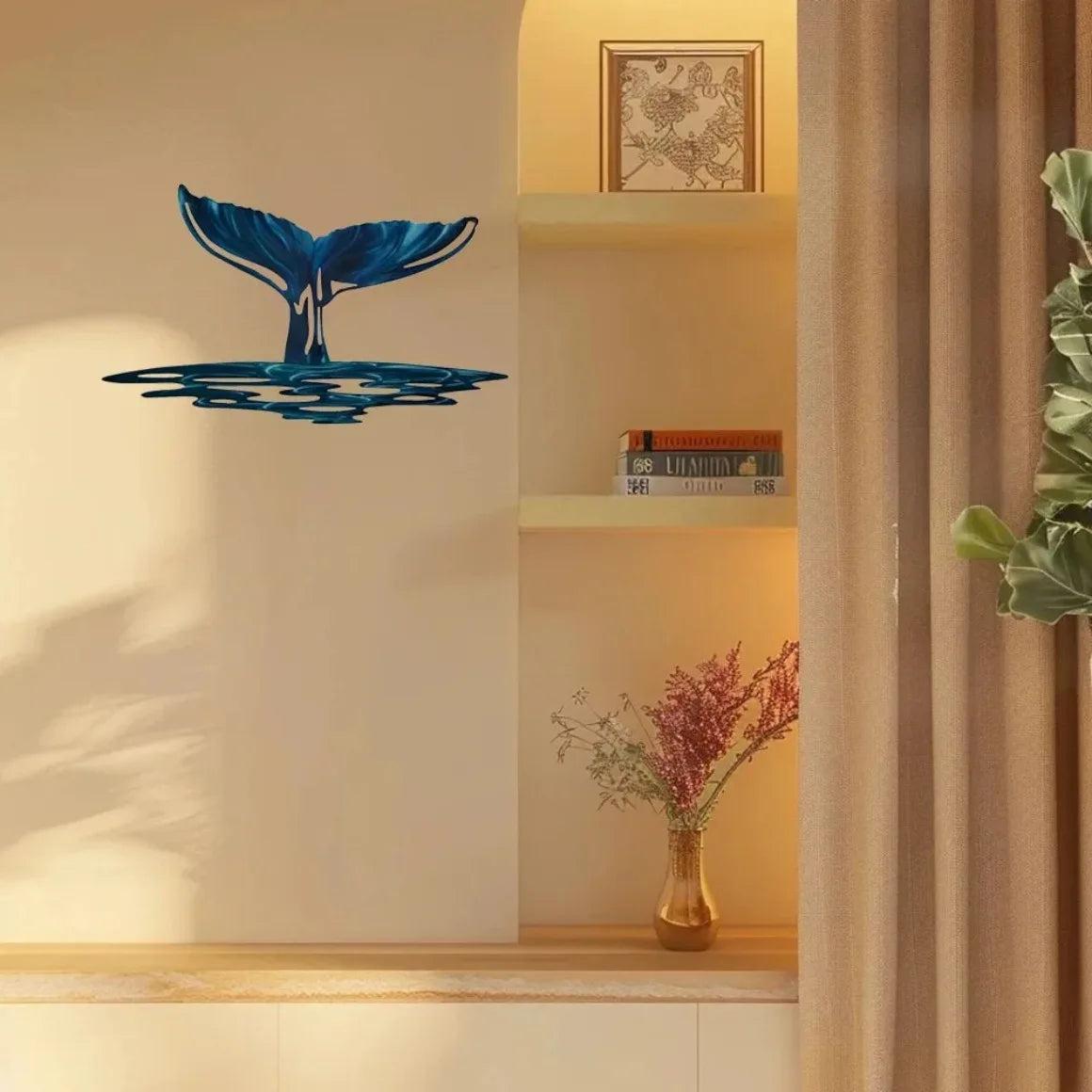 Elegant Whale Tail Metal Wall Art - Unique Ocean Series Home Decor Pendant LadyShow.Store