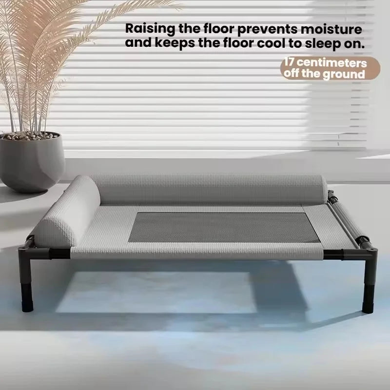 Elevated Cooling Mesh Dog Cot Breathable Moisture Resistant Bed With Pillow Four Seasons Use Indoor For Dog Cat Pet Supplies Pi-Mart