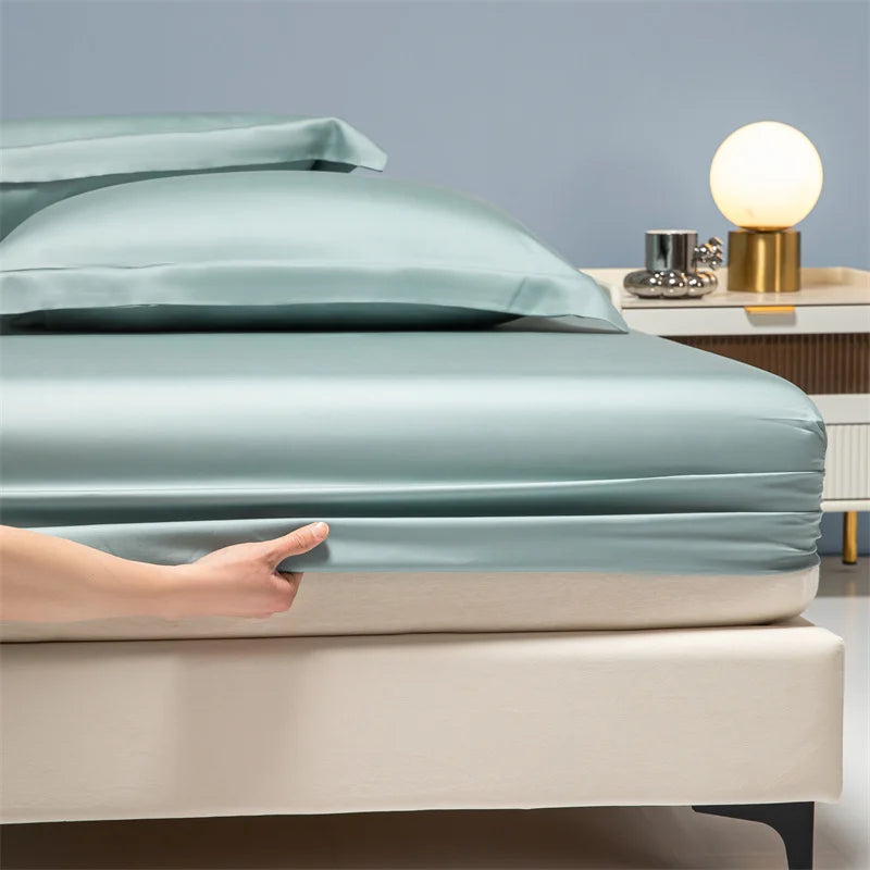 Luxury 100% Bamboo Bed Sheet Set with Fitted Sheets Flat Bedsheet Pillowcase Double Queen King Size Bedding Sets Smooth Silky LadyShow.Store