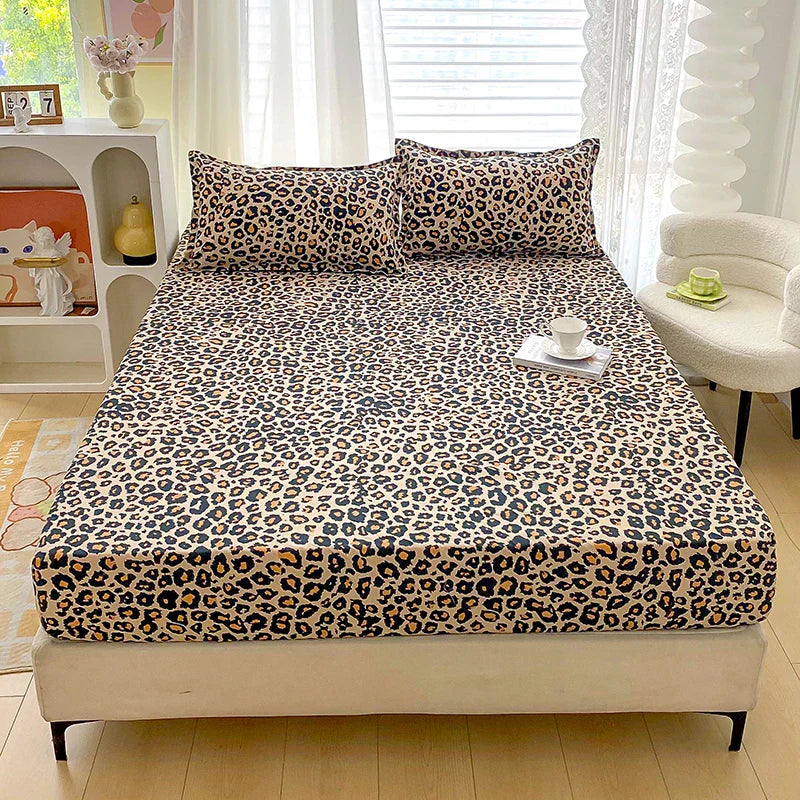 Red Flower Printed Bed Sheet Sets Queen/King Size sabanas cama matrimonial Reactive Printed Fitted Bedsheets for Double Bed LadyShow.Store