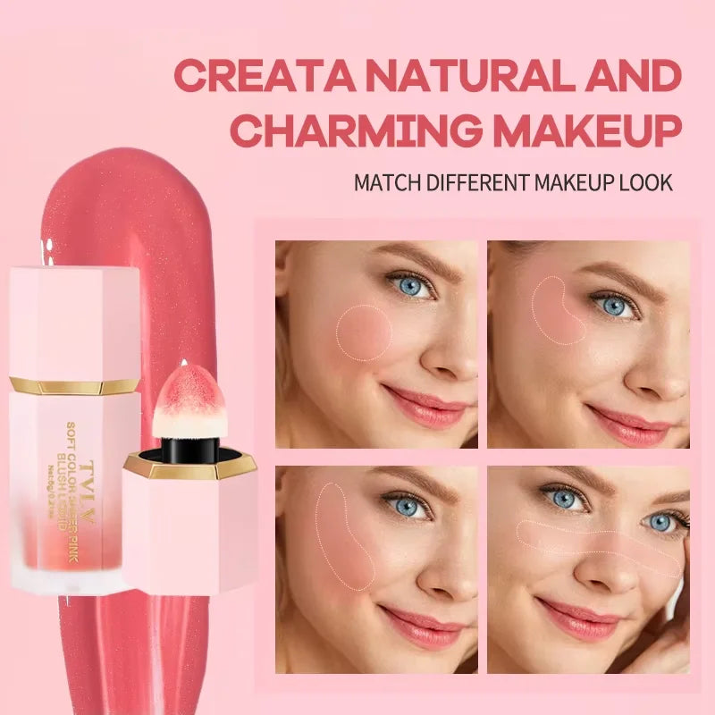 3-Color Matte Liquid Powder Blusher Easy to Apply Durable Waterproof Powder Blusher Sponge Brush Head Tri Light Beauty
