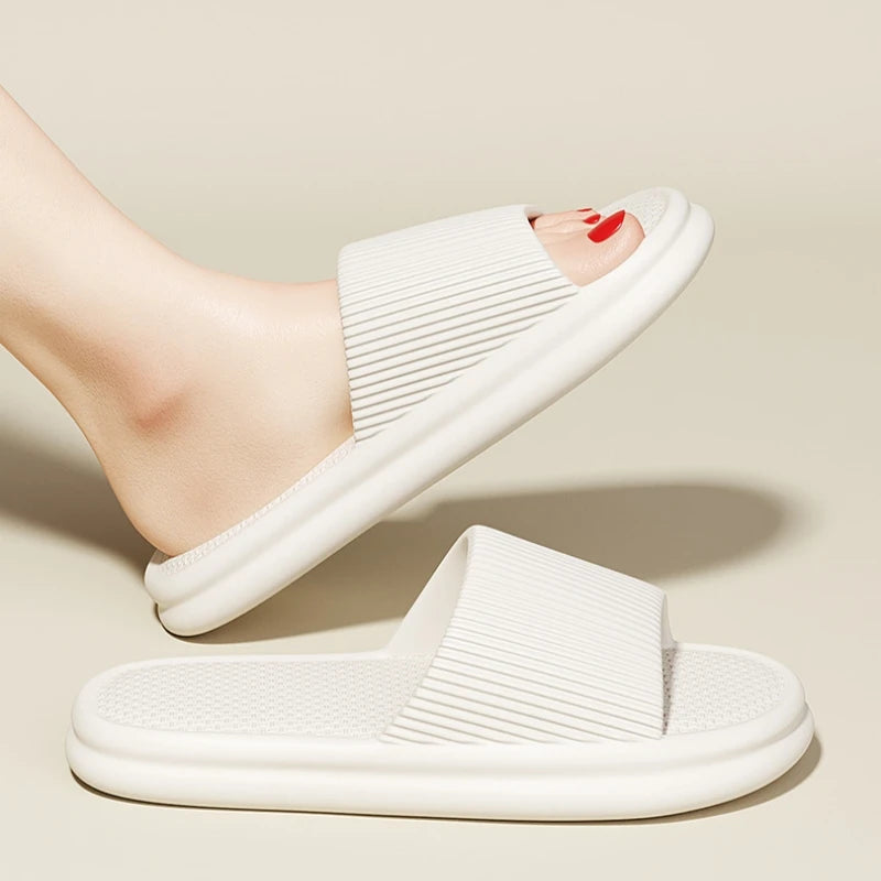 Women Summer Concise EVA Slippers Men Soft Home Slides Couples Bathroom Non-slip Sandals Adults Comfortable Outdoor Beach Shoes Pi-Mart