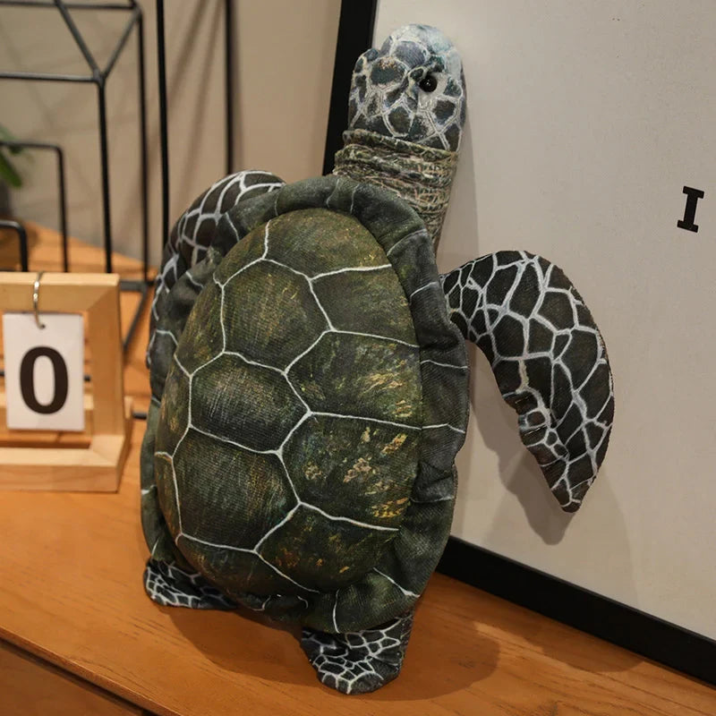 3 Sizes High Quality Realistic Sea Turtle Plush Toys Cozy Cotton Stuffed Lifelike Tortoise Toy Funny Throw Pillow Back Cushion LadyShow.Store