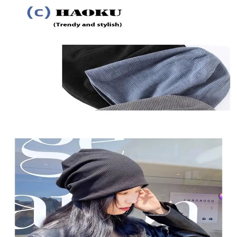 Casual Keep Warm Thin Knit Hat Cute Outdoor Cold Cap Ear Protection Warm Stack Hat For Men Women Pi-Mart