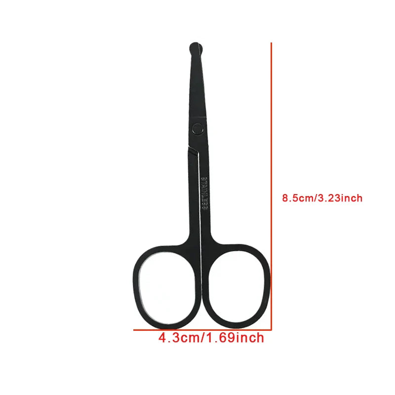 Unisex Stainless Steel Black Round Head Safe Nose Hair Scissors (Do Not Hurt Nose) Tri Light Beauty