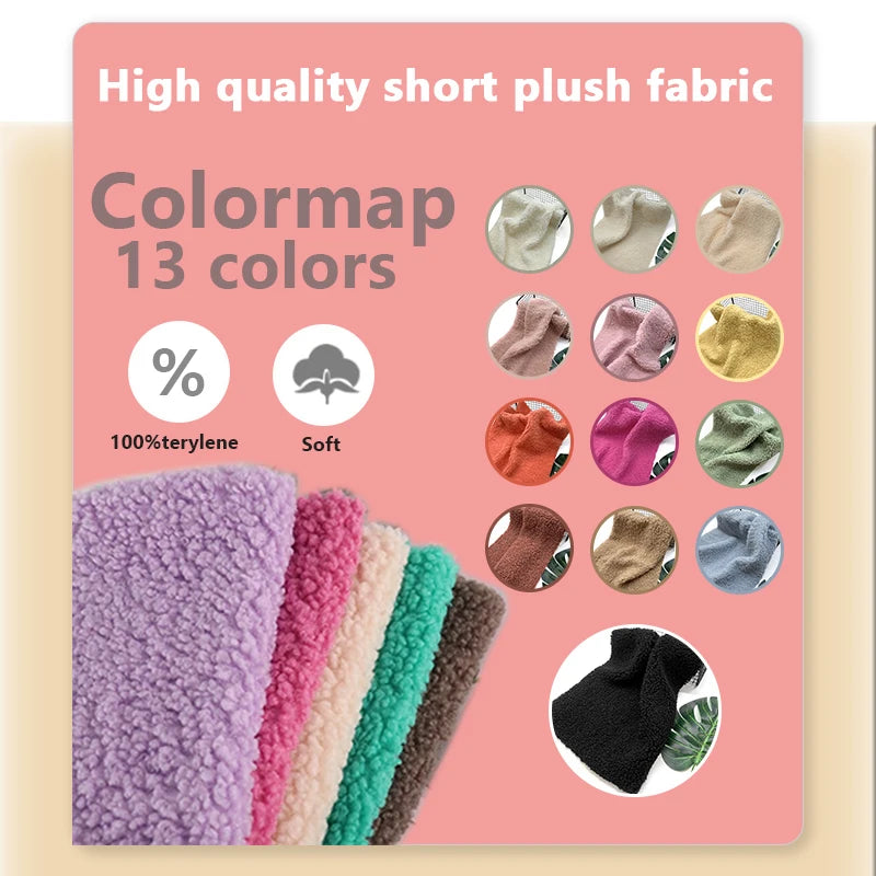 New Teddy Velvet Curled Plush 45x50cm Home Lamb Plush Fabric Soft Artificial Fur Polyester Fiber Mink Fabric DIY Plush Doll Pi-Mart