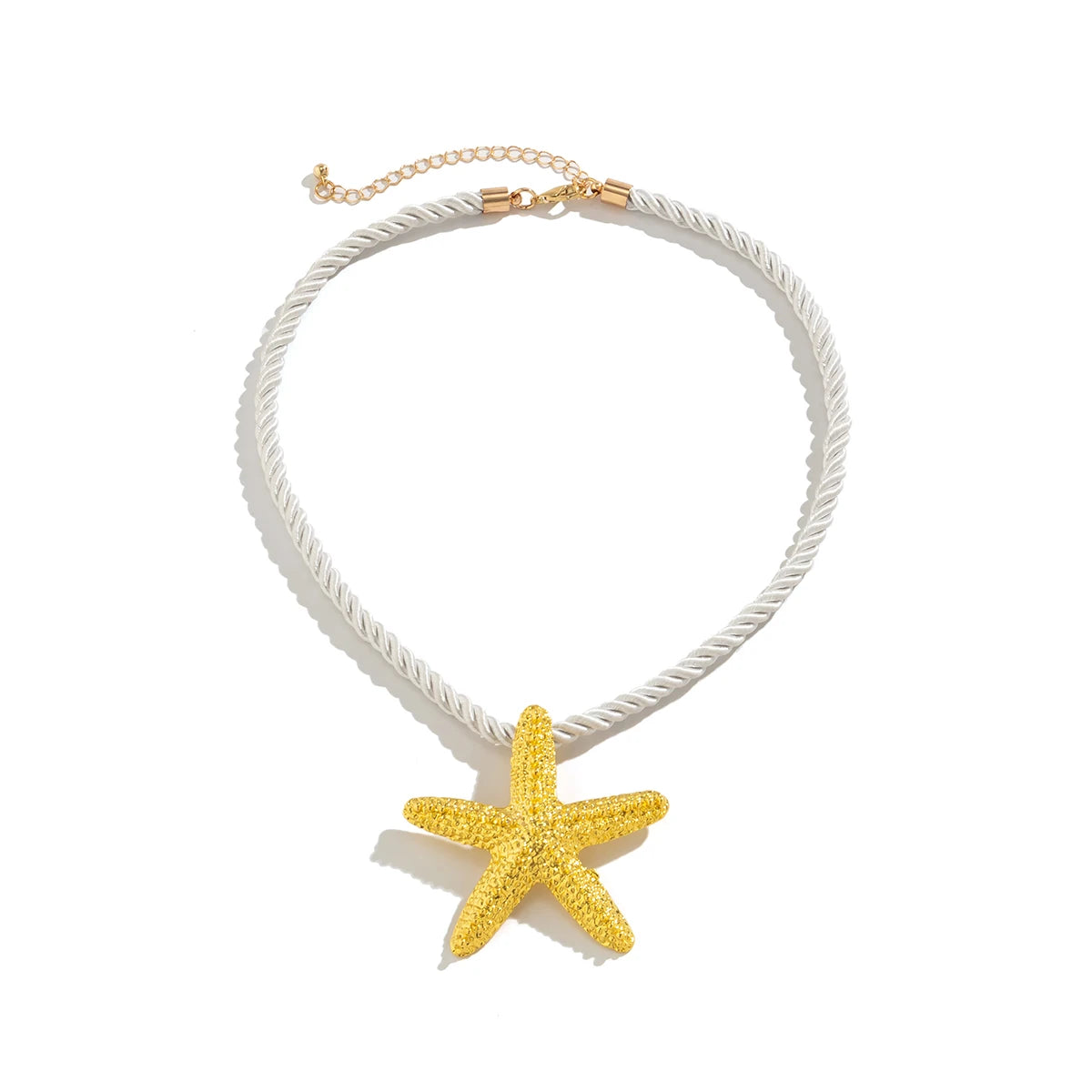 IngeSight.Z Exaggerated Big Starfish Pendant Necklace Women Punk White Thick Rope Chain Choker Necklace Party Jewelry Gift Pi-Mart