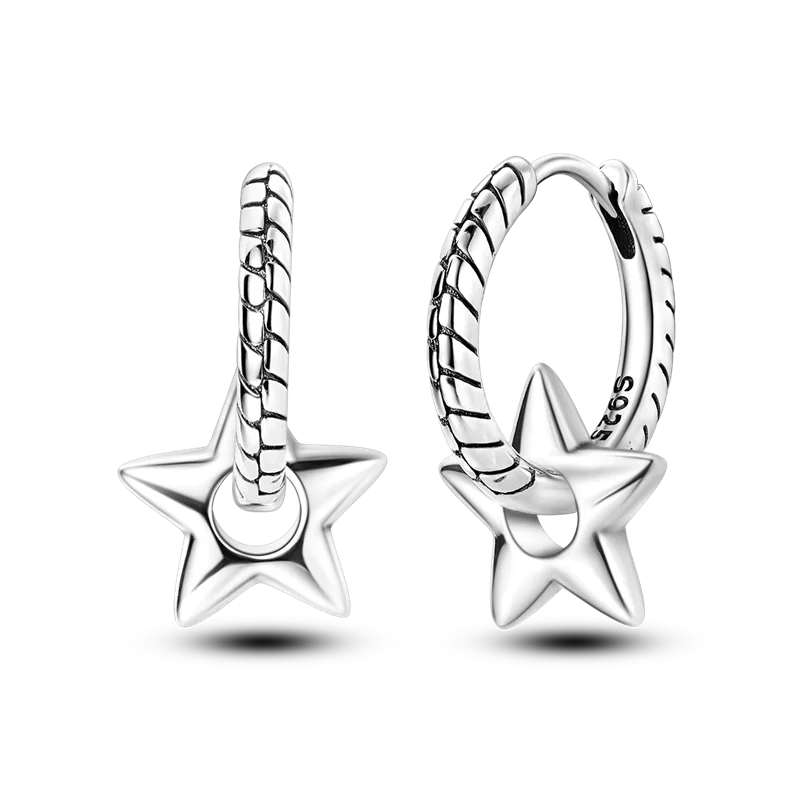 Genuine 925 Sterling Silver Love Feather Earrings Fit Original Charms Hoop For Women Girls Stud Earring Fine Jewelry Gifts Pi-Mart