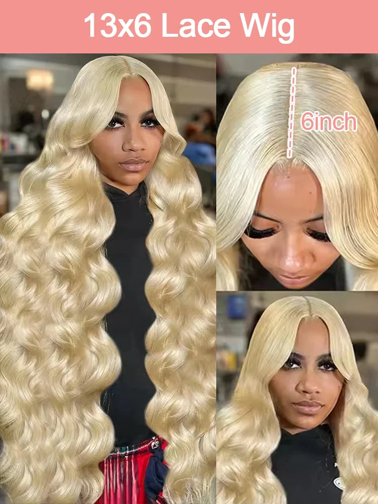 613 Hd Lace Frontal Wig 13x6 Blonde Human Hair Wigs 250 Density Body Wave Lace Front Wigs Colored Human Hair Pre Plucked 40 Inch LadyShow.Store
