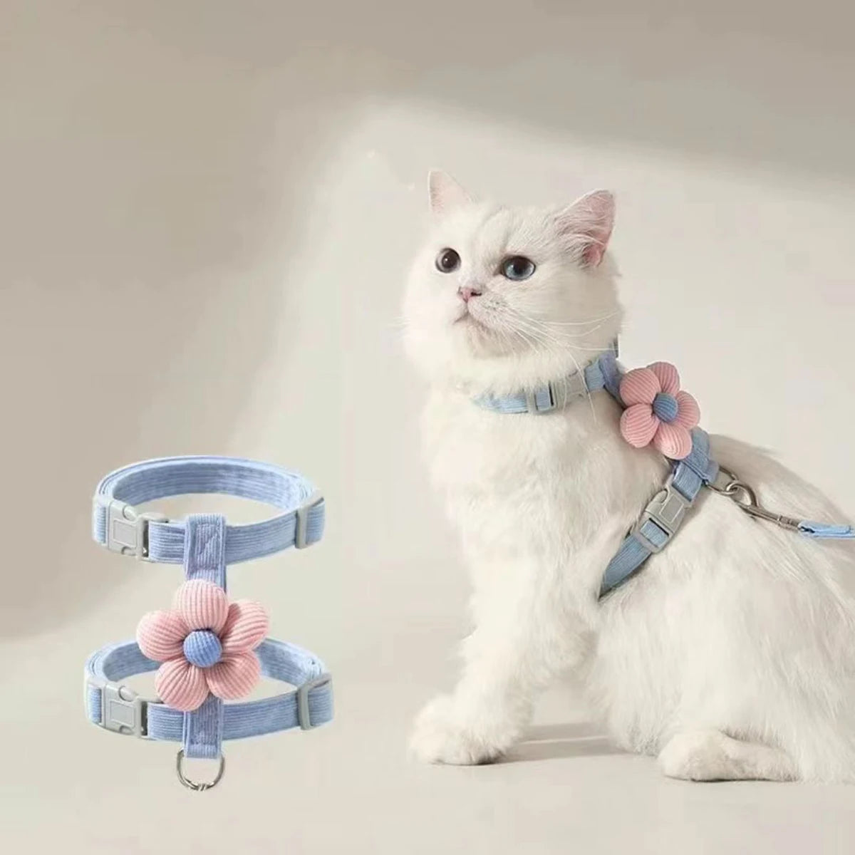 Cat Harness and Leash Sets Adjustable Dog Harness for Small Dog Leash Breashable Pet Harness Out Walking Dog Strap Cat Accessory Pi-Mart