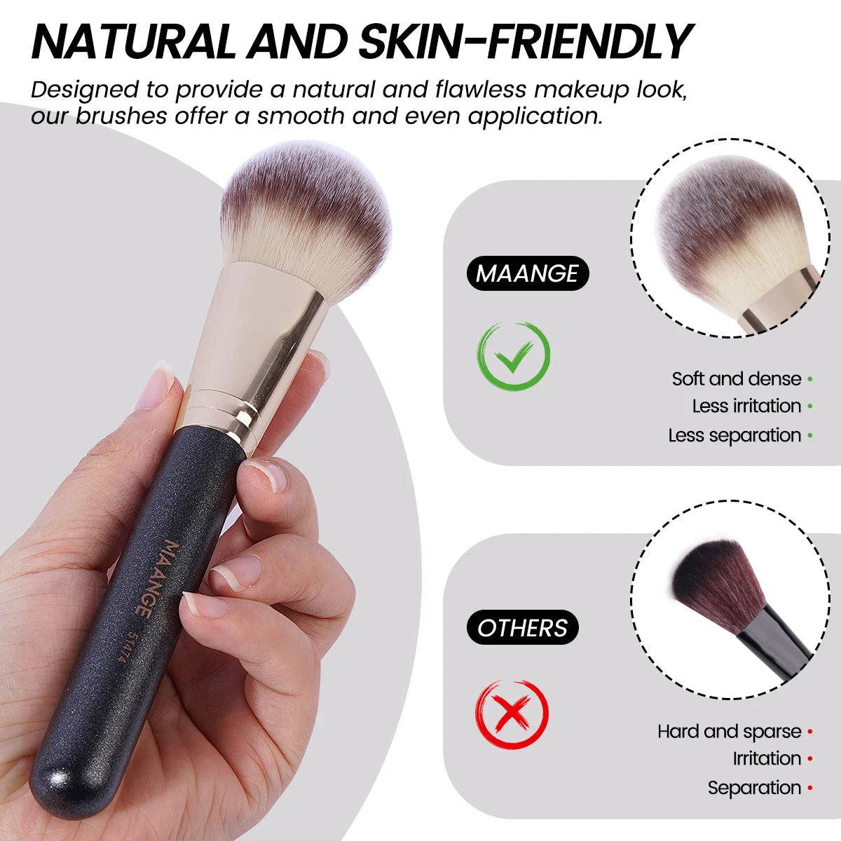 MAANGE 7pcs/set Makeup Brushes for Cosmetic Foundation Powder Concealer Blush Brush Blending Soft Bristles Beauty Tools Pi-Mart