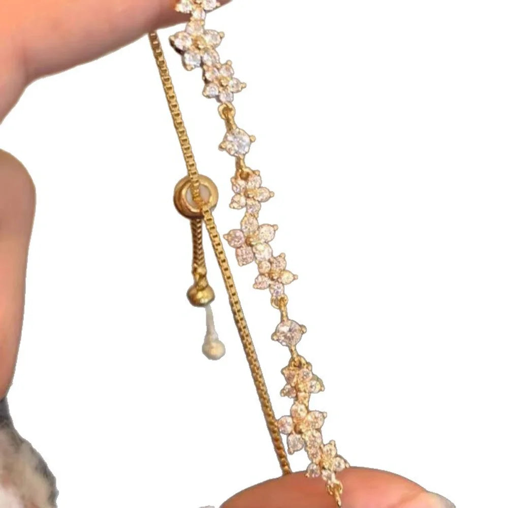 Pulling Bracelet Zircon Handmade Bracelet Zinc Alloy Bracelet Fashionable For Party Women Fashion Accessory Pi-Mart
