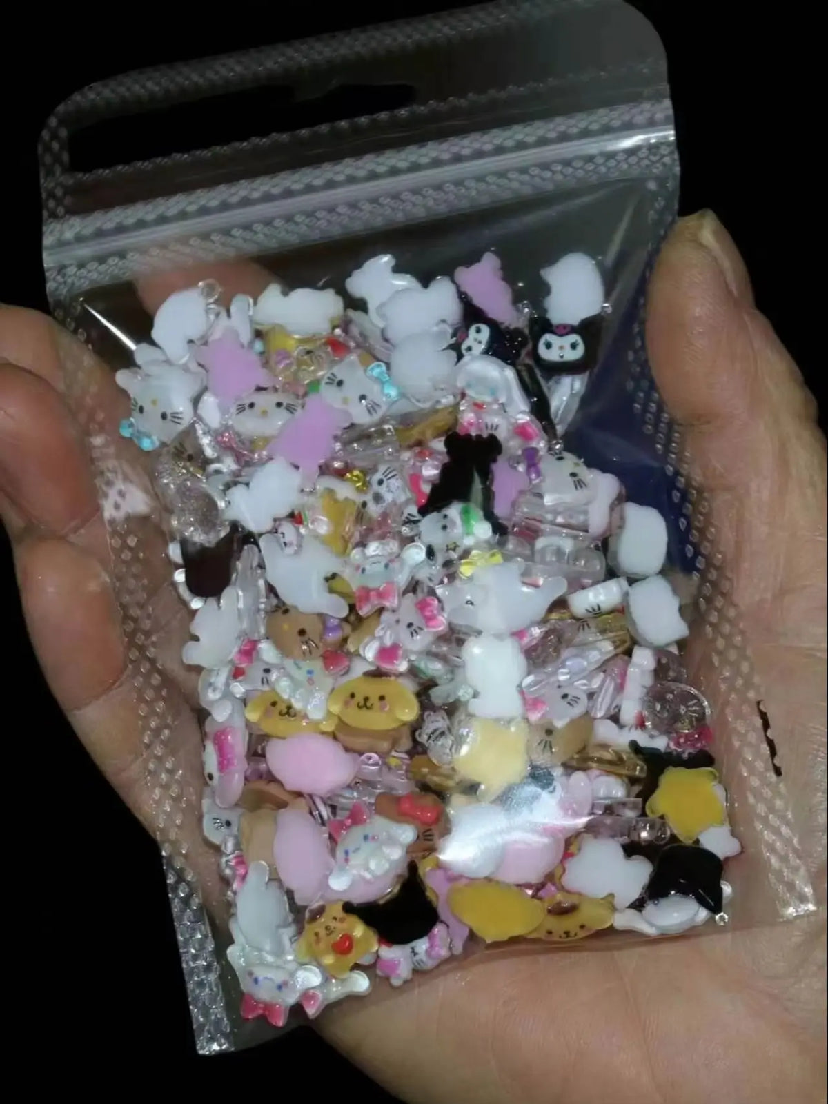 50Pcs Leopard Sanrio 3D Resin Nail Charms Mixed Kuromi My Melody Kitty Nail Parts DIY Manicure Decor Accessories Pi-Mart