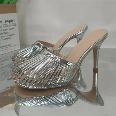 2026 New Sexy Women's Open Toe Mule Sandals - Slip On Stiletto Heels for Wedding/Party, Summer Breathable Comfort Dressy Shoes LadyShow.Store