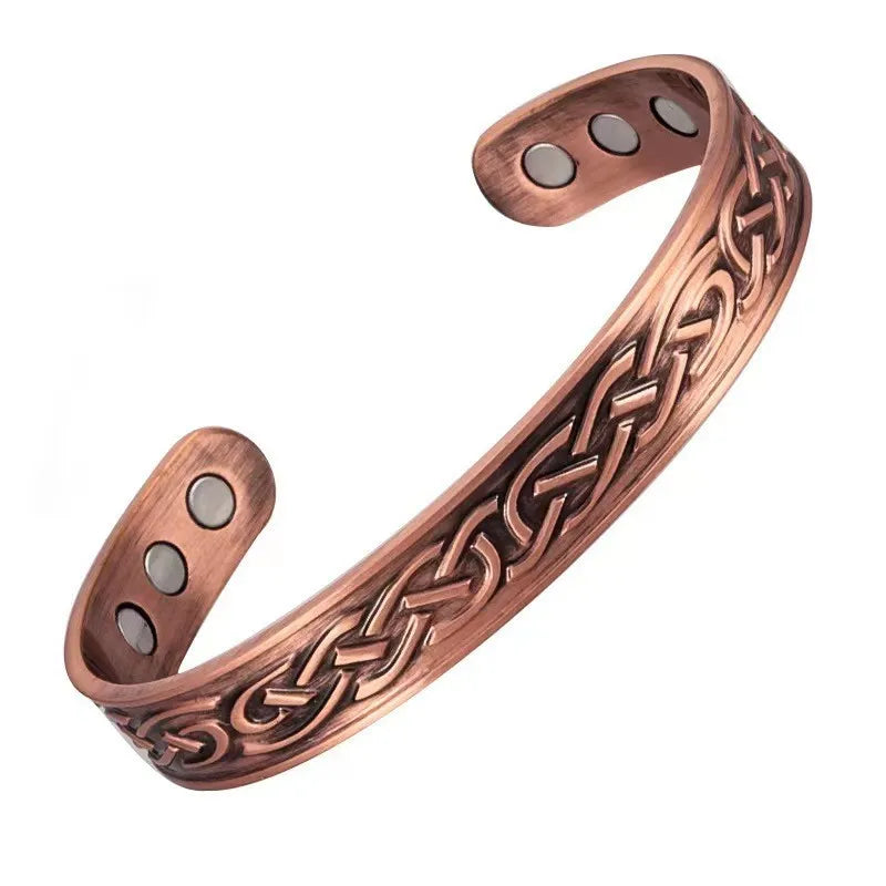 European and American Retro Water Ripple Magnetic Antique Red Copper Popular Opening Adjustable Magnet Energy Bracelet Pi-Mart