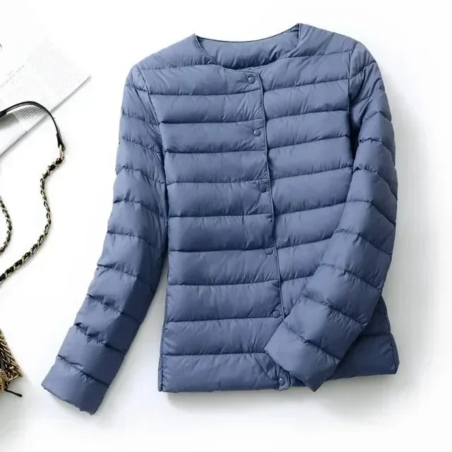 2024 New Autumn Winter Warm Ultra Light Weight Puffer Coats Down Jacket Women Slim Jacket Female Fashion White Duck Down Coat LadyShow.Store