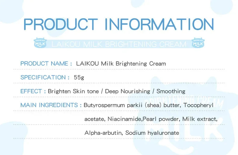 LAIKOU Milk Suyan Carem Anti Wrinkle Whitening Moisturizing Nourish Creams Beauty Aintenance Face Skin Care Cosmetic 55g Pi-Mart