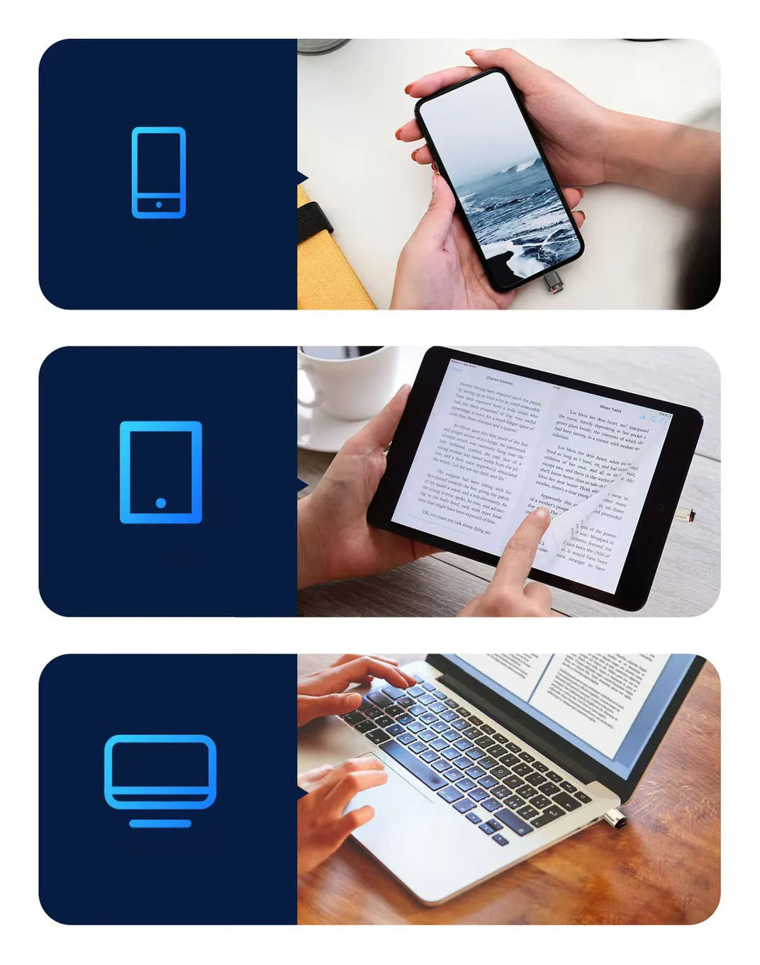 2 Pcs TF Card Reader, Silver USB C to USB Adapter, Suitable for iPhone 17/17 Pro and Other Mobile Phones Pi-Mart