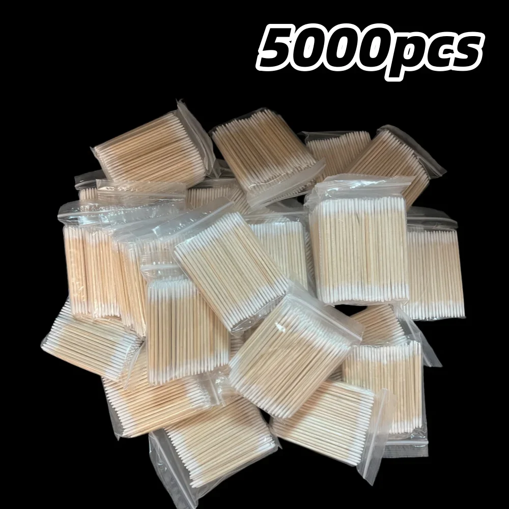 100/300/500 Nails Wooden Tip Cotton Stick Buds Disposable Ultra-Detail Corrector Nail Polish Remover Clean Sticks Manicure Tools Tri Light Beauty