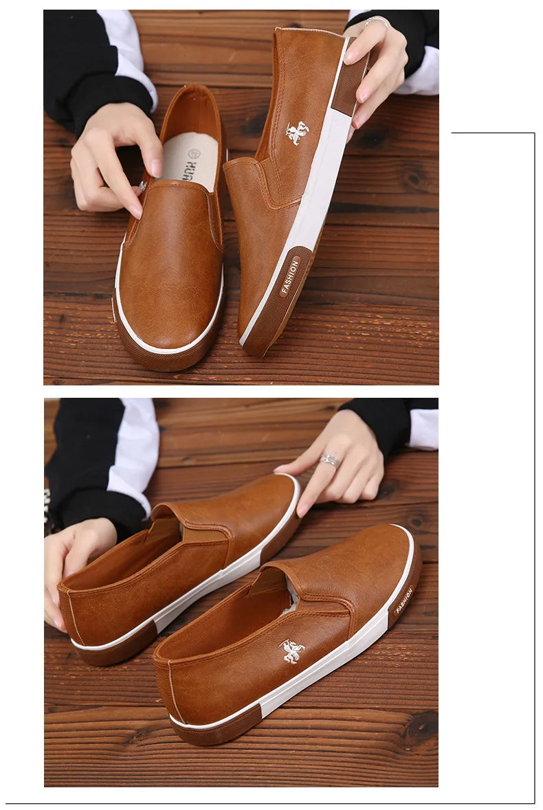 2026 New Leather Men's Shoes Luxury Fashion Men Casual Shoes Retro Comfortable Loafers High Quality Men's Sneakers Driving Shoes Pi-Mart