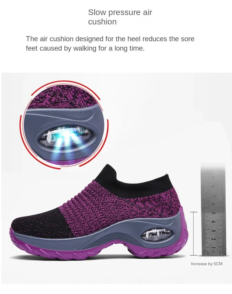 Women Sneakers Summer Fashion Black Sports Casual Shoes Breathable Mesh Lightweight Air Cushion Non-Slip Running Shoe Zapatillas Pi-Mart