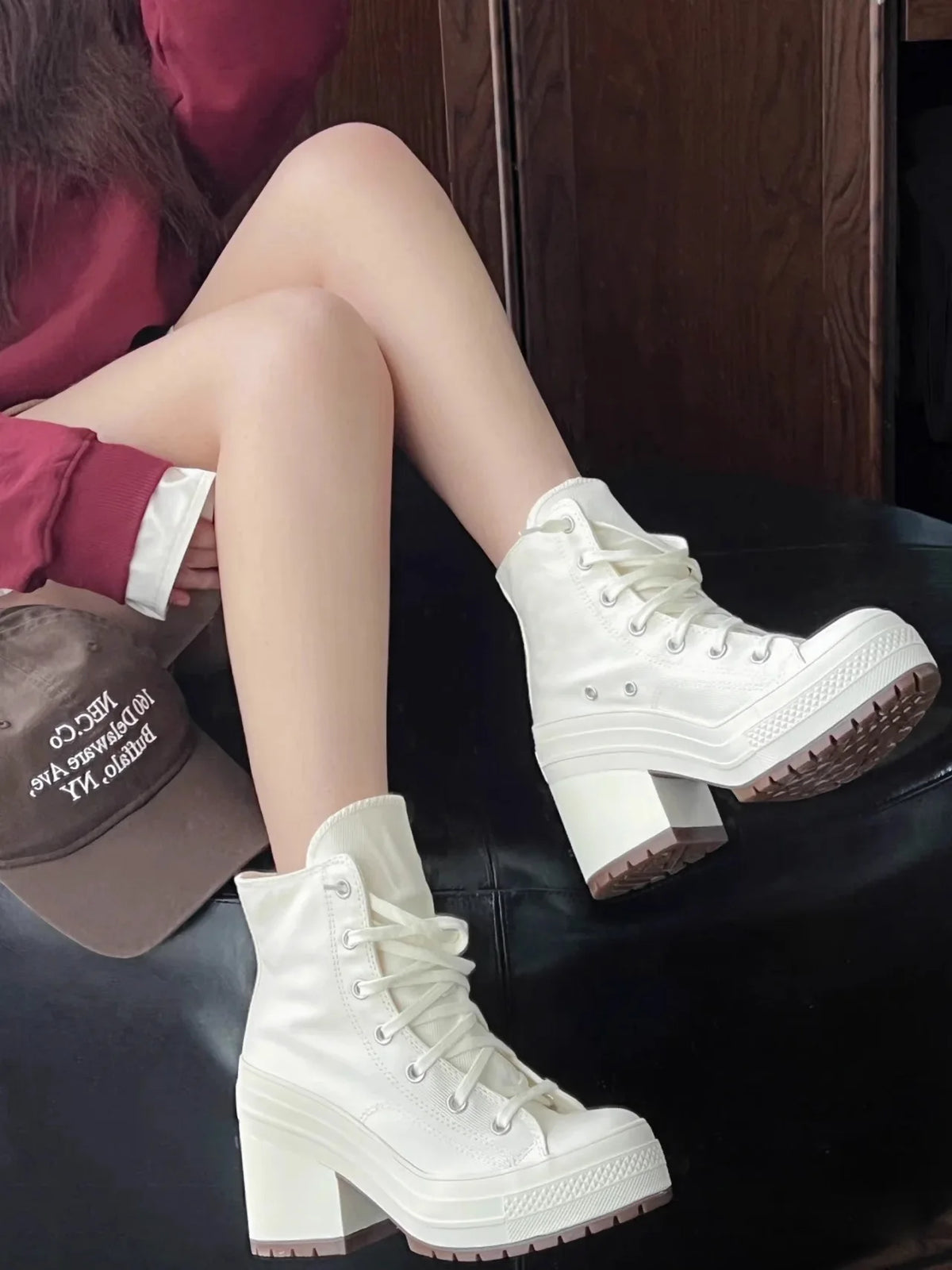Women Platform Sneakers Canvas Shoes Personalized Luxry Heels Skateboard Lace Up Casual Fashion Outdoor Sneakers Pi-Mart