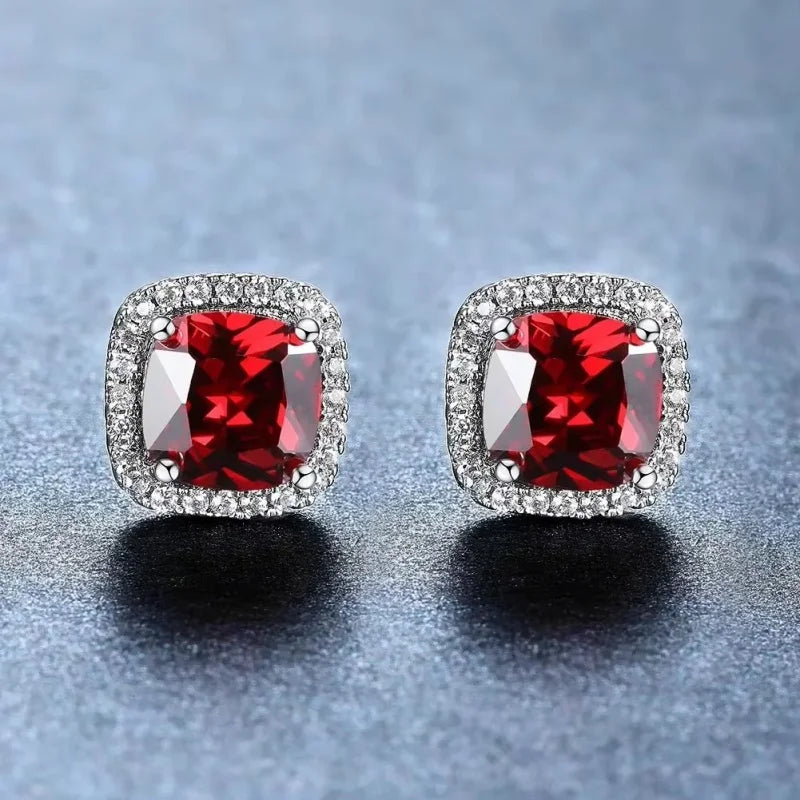 Huitan Classic Cushion Shape Stud Earrings with Brilliant Cubic Zirconia Stone Wedding Engagement Party Luxury Jewelry for Women Pi-Mart
