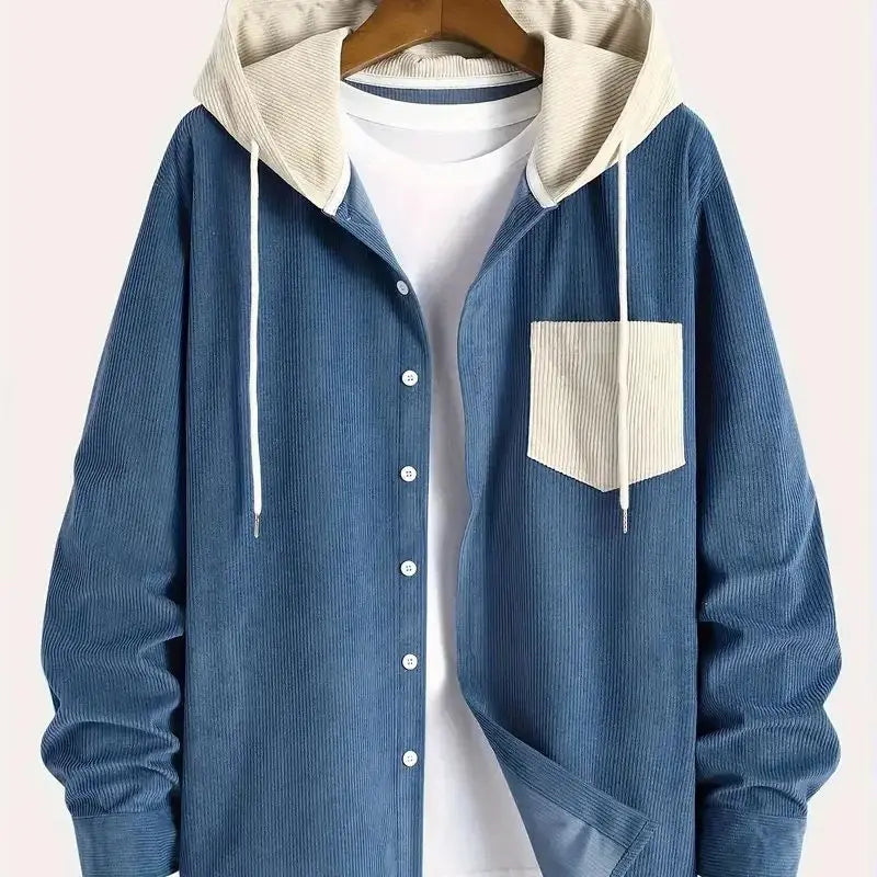 The 2025 New Fashion Trend Spring and Autumn Corduroy Hooded Jacket Is Comfortable and Casual for Daily Commuting for Men Pi-Mart