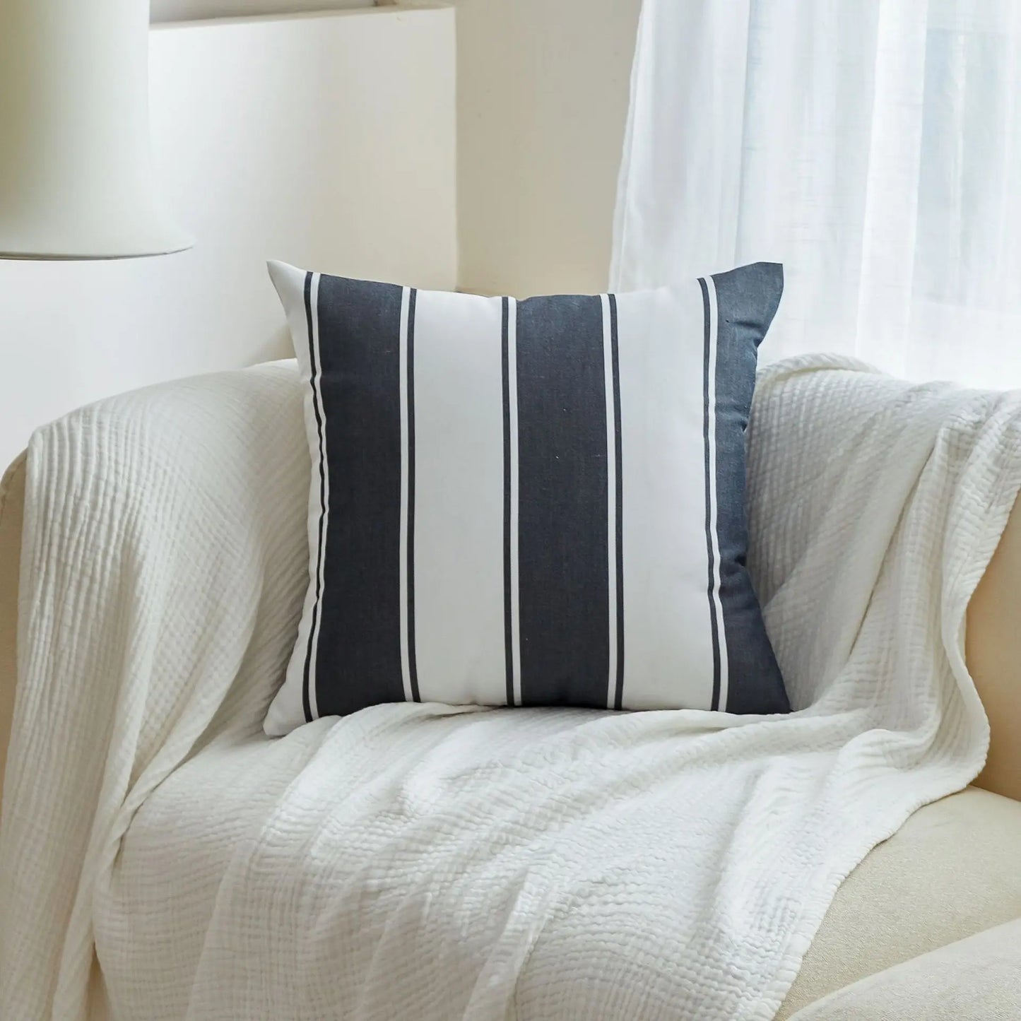 Classical Striped Cushion Cover 45x45cm Hawthorn Red Ivory Recycle Polyester Fabric Pillow Cover Indoor Outdoor Home Decoration Pi-Mart