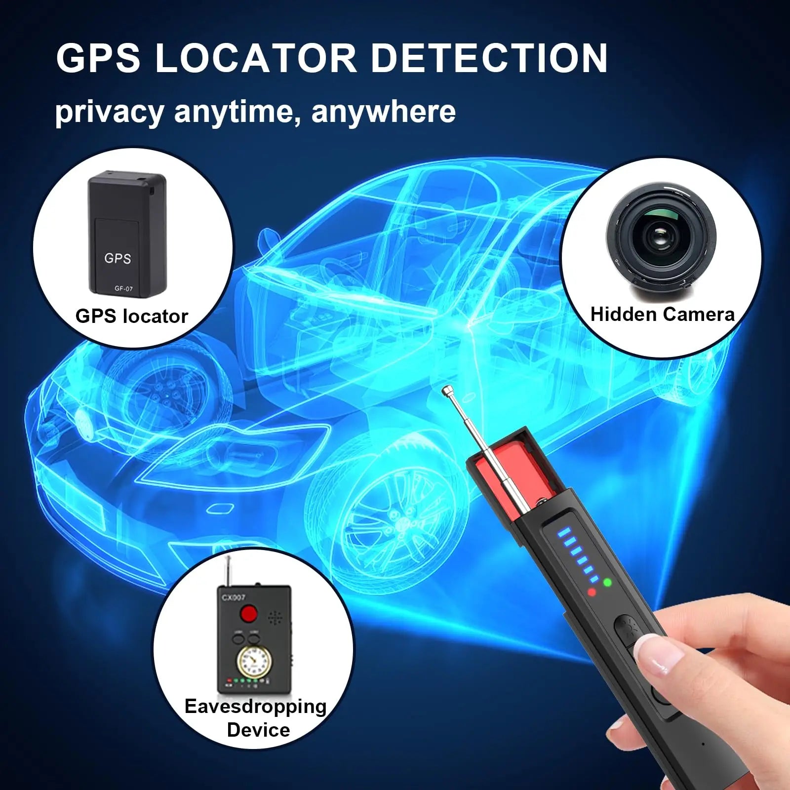 6-in-1 Anti-Spy Hidden Camera Detector GPS Tracker Finder RF Signal Eavesdropping Device Scanner for Hotel Travel Privacy LadyShow.Store