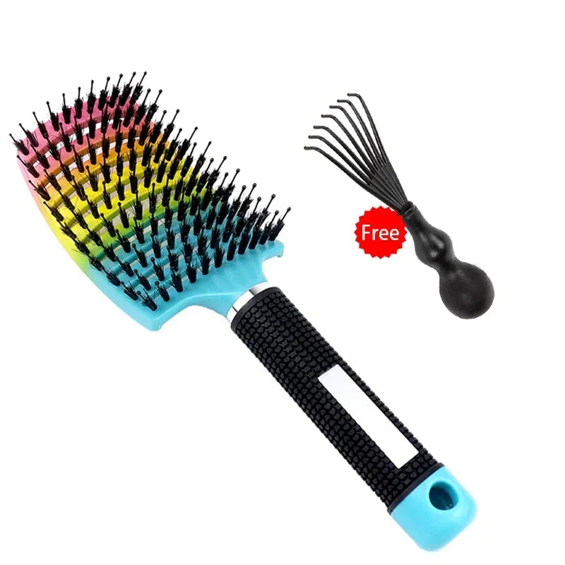 Hair Brush Exfoliating Hair Brush Bristle Women's Wet Curly Hair Comb Salon Hair Styling Tool，Special for Real Hair Wigs Pi-Mart