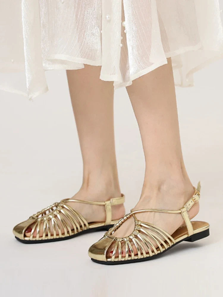 ZAROY Women Flat Sandals Summer Narrow Band Roman Shoes Casual Plus Size Brand Designer Banquet Beach Gladiator Sandalias Zapato LadyShow.Store