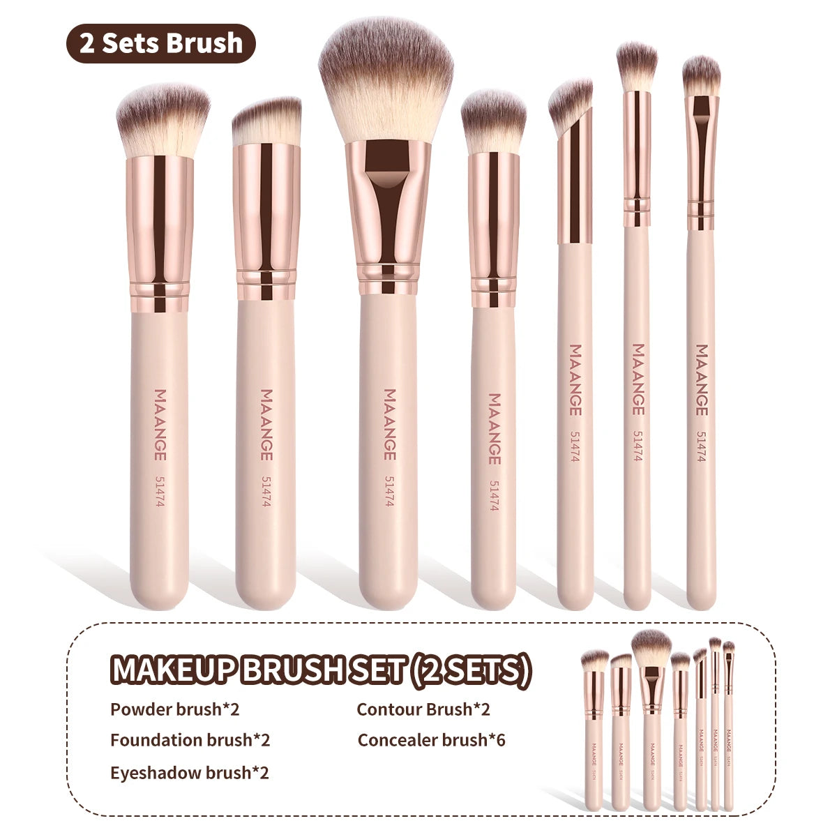 MAANGE 7pcs/set Makeup Brushes for Cosmetic Foundation Powder Concealer Blush Brush Blending Soft Bristles Beauty Tools Pi-Mart